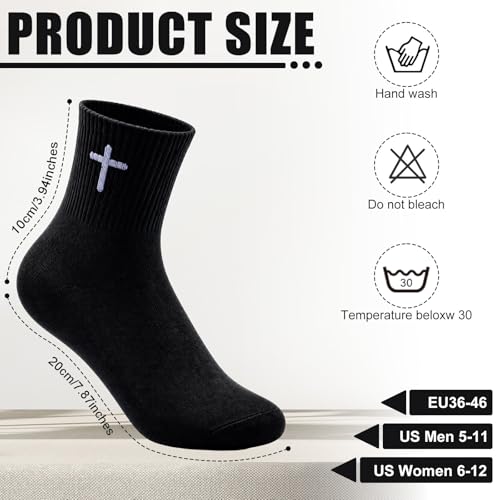 Skicuff 6/9 Pairs Christian Cross Socks Prayer Crew Stockings - color: Black