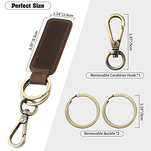 Jack&Chris Genuine Leather Car Keychain, Universal Key Fob Keychain, Leather Key Chain Holder for Men and Women, JC306 - color: Coffee*3