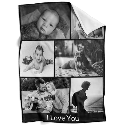 inkArts Custom Blanket with Photo, Personalized Blanket, Customized Photo Blankets, Customizable Picture Blankets, Personalized Photo Gifts for Women Men Mom Dad Baby Kid Family Pet - color: 6 Photos-3