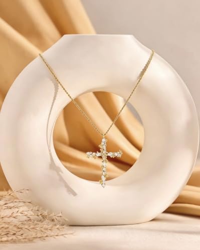 Cross Necklace for Women,14K Gold Silver Plated Box Chain Pendant，Dainty Personalized Charm Jewelry Gift for Her - color: Gold Cross A