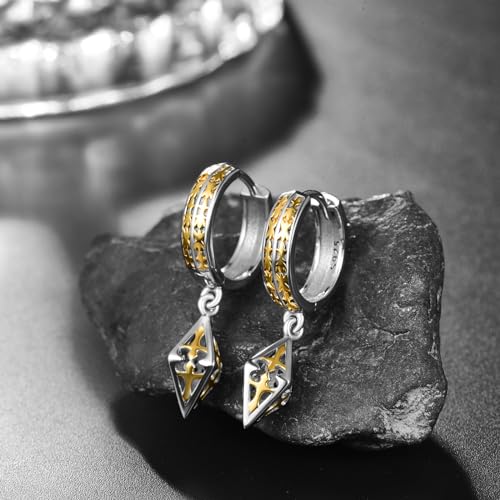 Cross Earrings 925 Sterling Silver Cross Dangle Earrings Christianity Jewelry Gift for Men Women - style: Square Cross