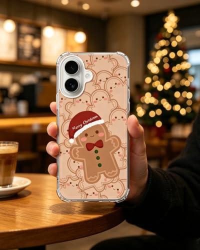 Merry Christmas Gingerbread Phone Case Compatible with iPhone 17, Cute Brown Winter Phone Cover for iPhone 17 - color: Merry Gingerbread