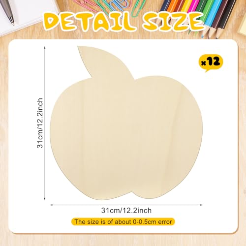 Anglechic 12 Pack 12 Inch Wooden Apple Craft Apple Wood DIY Crafts Cutouts - color: Apple, size: 12 Inch