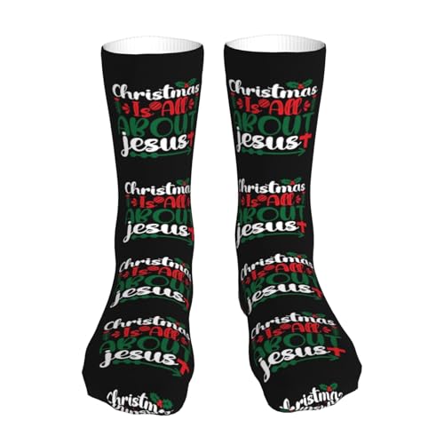 Happy New Year 2024 Unisex Sports Socks - Winter Casual Dress Fashion Socks - color: Jesus is the Reason for the Christmas Season2
