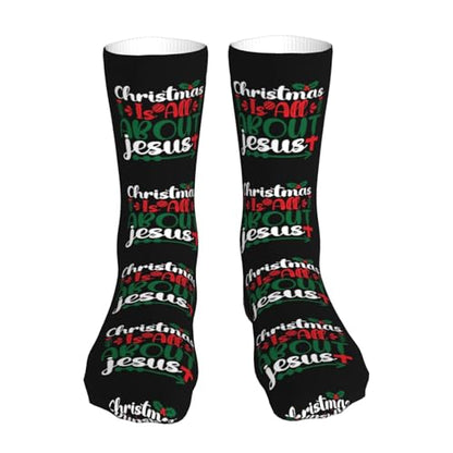Happy New Year 2024 Unisex Sports Socks - Winter Casual Dress Fashion Socks - color: Jesus is the Reason for the Christmas Season2