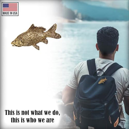 Carp Pin, Fish, Lapel, Fisherman, Fishing, Hat, Pins, Brooch, Brooches, Jewelry, Gift, Handmade in the USA, 200 Fish Designs Available. F077Z - color: Gold Plated