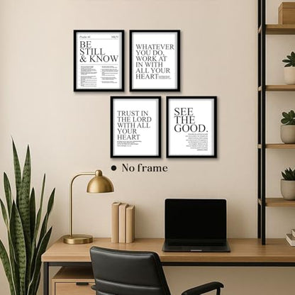 WEFKODO Bible Verse Christian Office Pictures Wall Decor Posters Prints - color: be still
