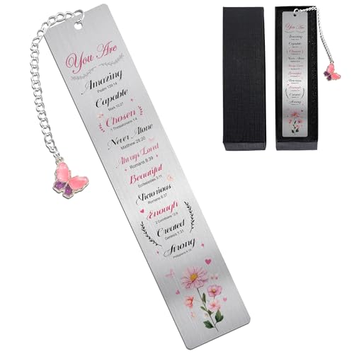 Christian Metal Bookmark and Pen, Inspirational Metal Book Mark for Women - style: Christian, Pink