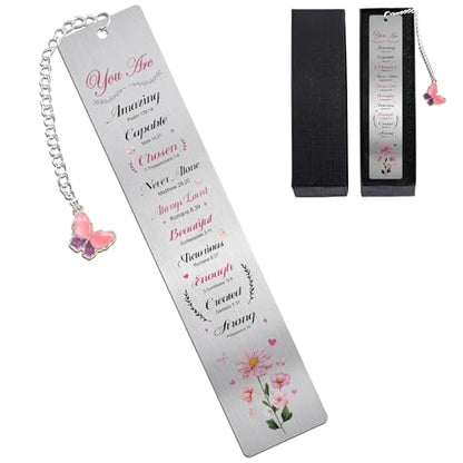 Christian Metal Bookmark and Pen, Inspirational Metal Book Mark for Women - style: Christian, Pink