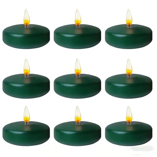 Dark Green Floating Candles 3 Inch 12 Pack - color: Dark Green, size: D：3 in