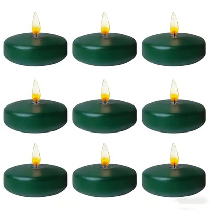 Dark Green Floating Candles 3 Inch 12 Pack - color: Dark Green, size: D：3 in
