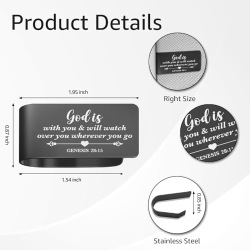 Genesis 28:15 Car Visor Clip, Christian Visor Clip for Men Women - color: Black06