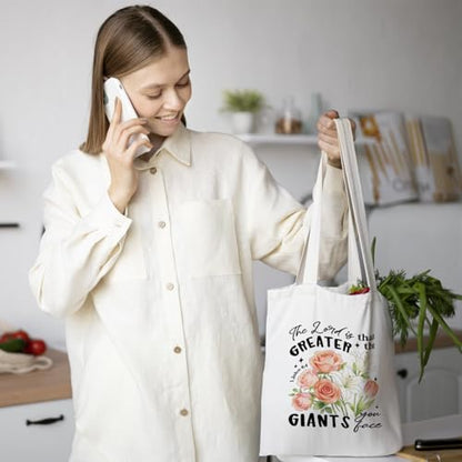 Chicimln Christian Goose Tote Bag, off to Praise the Lord Bible Verse Canvas Tote Bags - color: White 04