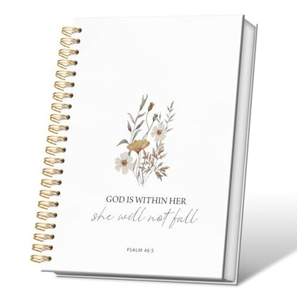 Christian Bible Study Prayer Journal for Women Notebook, 5.5x8.3 Inch - color: flower