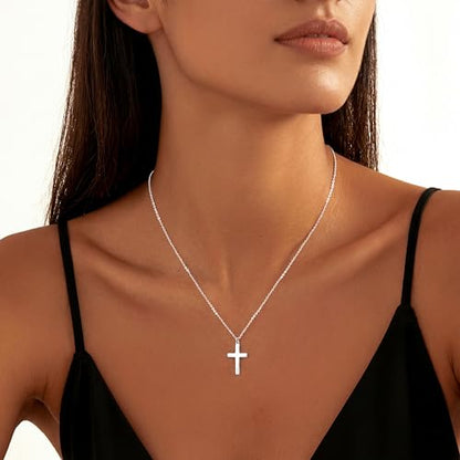 Moodear Cross Necklace for Women, Dainty Faith Pendant, Christian Jewelry - color: Sterling Silver