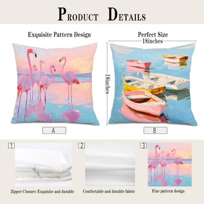 Pastel Nautical Ocean Throw Pillow Covers 18x18 Set of 2 - color: Colour -Dd