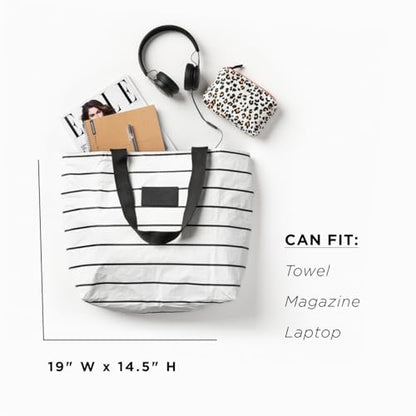 ALOHA Collection Day Tripper Tote | Lightweight, Packable, and Splash-Proof Beach Tote Bag | Easy to Clean - color: Pinstripe, size: One Size - Day Tripper Tote