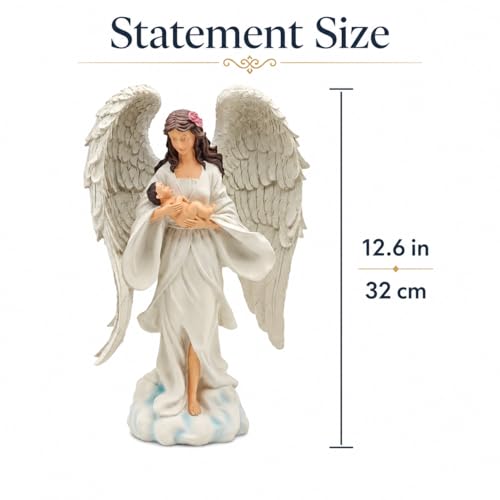 12.6 Inch Guardian Angel Figurine Holding Baby Figurine - size: 12.6 inch