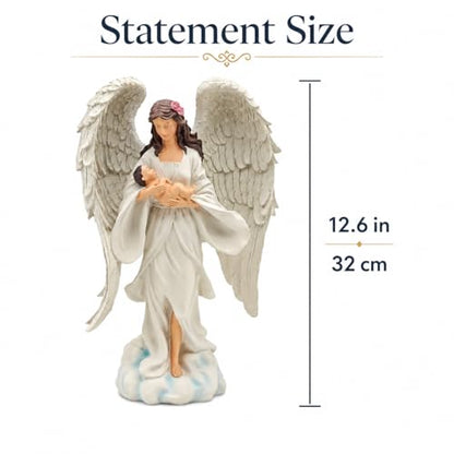 12.6 Inch Guardian Angel Figurine Holding Baby Figurine - size: 12.6 inch