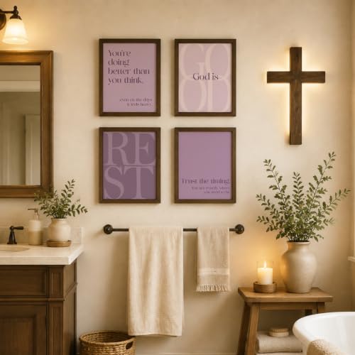 WEFKODO Purple Christian Bible Wall Art Decor Pray Posters 8x10 Unframed - color: God Good Purple