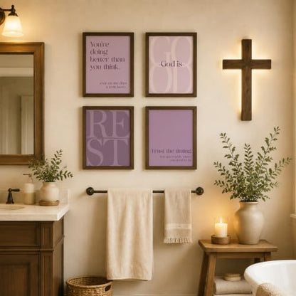 WEFKODO Purple Christian Bible Wall Art Decor Pray Posters 8x10 Unframed - color: God Good Purple