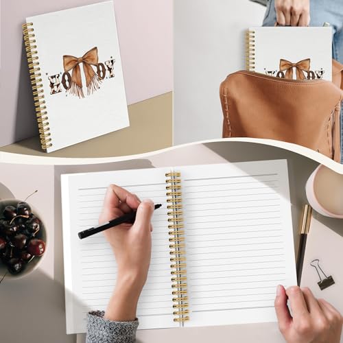 YLZlhb Western Coquette Leather Bow Spiral Notebook Journal, Howdy Western Notebooks for Note Taking, Cowgirl Gifts for Women, Retro Preppy Aesthetic Cowgirl Hardcover Spiral Journal 5.5x8.3 Inches - color: howdy