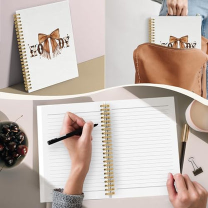 YLZlhb Western Coquette Leather Bow Spiral Notebook Journal, Howdy Western Notebooks for Note Taking, Cowgirl Gifts for Women, Retro Preppy Aesthetic Cowgirl Hardcover Spiral Journal 5.5x8.3 Inches - color: howdy