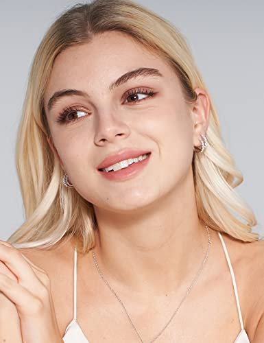 IMOLOVE Huggie earrings for women Ear Cuff Moissanite Stud Earrings Hypoallergenic Earrings for Women Sterling Silver with 18K White Gold Plated Earrings - color: 16.5mm Small Hoop-White