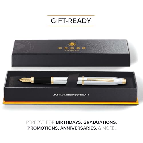 Cross Century II Medalist Gold Plated Medium Nib Fountain Pen, Black Ink - color: Medalist, style: Fountain Medium Nib