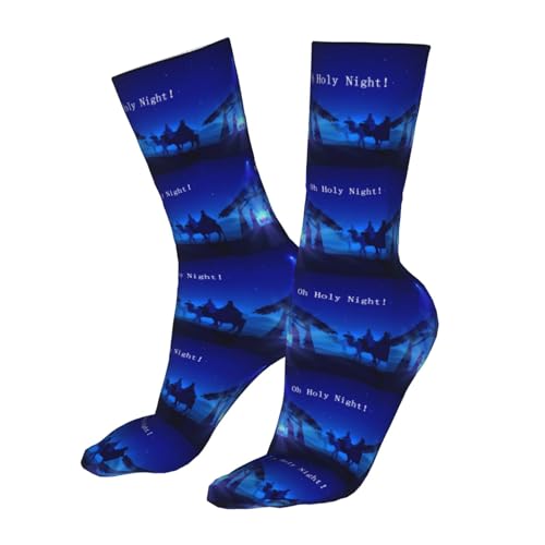 Christian Christmas Nativity Scene O Holy Night Sock Womens Short Stockings Casual Sport Crew Socks for Women Men - color: Brass