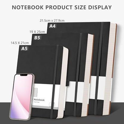 AHGXG College Ruled Notebook, 320 Pages, Large Journal A4 (8.5''×11') - color: Black, size: A4