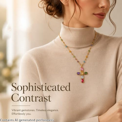 Colorful Crystal Rainbow Symbol Pendant Alloy Clavicle Necklace - color: coloful3