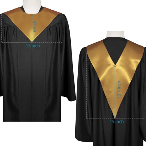 Premium Choir V Stole - Solid Color - Satin - Unisex - color: Antique Gold