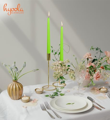 Hyoola Tall Taper Candles - 10 Inch Lime Green Unscented Dripless Taper Candles - 8 Hour Burn Time - 4 Pack - color: Lime Green, size: 10 Inch