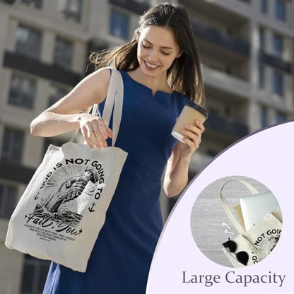 Chicimln Christian Goose Tote Bag, off to Praise the Lord Bible Verse Canvas Tote Bags - color: White 11