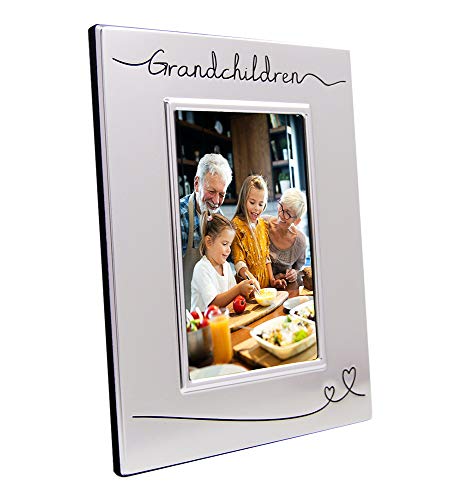 Haysom Interiors Beautiful Two Toned Silver Plated Grandchildren 4" x 6" Picture Frame with Black Velvet | Unique and Thoughtful Gift Idea by Happy Homewares - size: Grandchildren