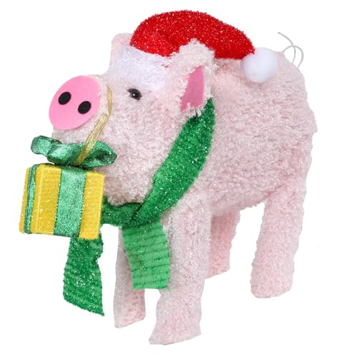 15" Lighted Christmas Pig, 3D Pre‑Lit Indoor Outdoor Decor - size: 34''*15.7''