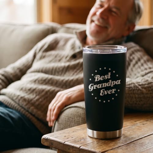 SANDJEST Tumbler Best Grandpa Ever Gift Set for Papa, Grandfather - 20oz Insulated Travel Mug - Great Christmas Father's Day, Birthday, Christmas Gifts (Black - Grandpa) - color: Grandpa 1