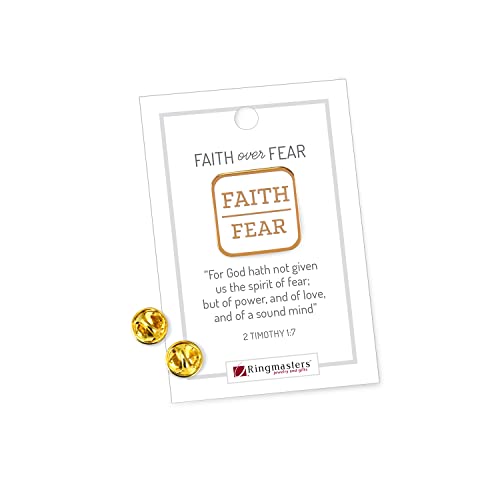 Christian Theme Enamel Pin by LifeBeats | Cute Pin for Clothes, Jackets, Hats, Bags, and Lanyards | Lapel Pin with Sturdy Backing | Comes with a Greeting Card, (Faith Over Fear)