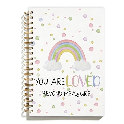 Preppy Rainbow Christian Nursery Spiral Notebook, You Are Loved Beyond Measure Bible Verse Notebooks for Kid, Bible Study Notebook, Inspirational Religious Journal, Coworker Gift, 5.5x8.3 Inch - color: Colour-3