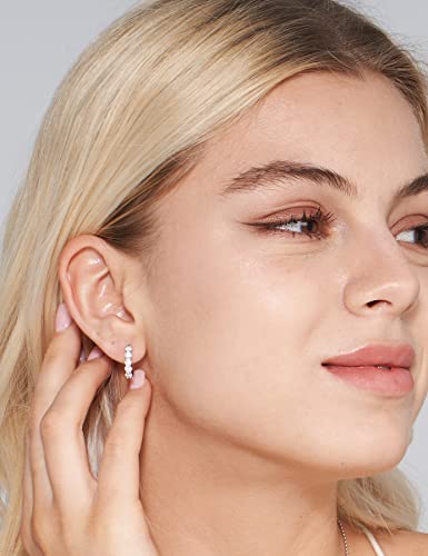 IMOLOVE Huggie earrings for women Ear Cuff Moissanite Stud Earrings Hypoallergenic Earrings for Women Sterling Silver with 18K White Gold Plated Earrings - color: 14.5mm Small Hoop-White