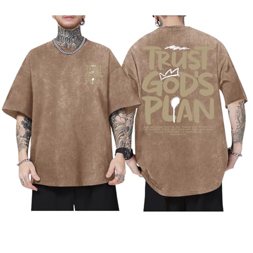 BINTEHGS Oversized Christian T Shirts for Men Jesus Trust Gods Plan Shirt - color: Coffee, size: 4X-Large