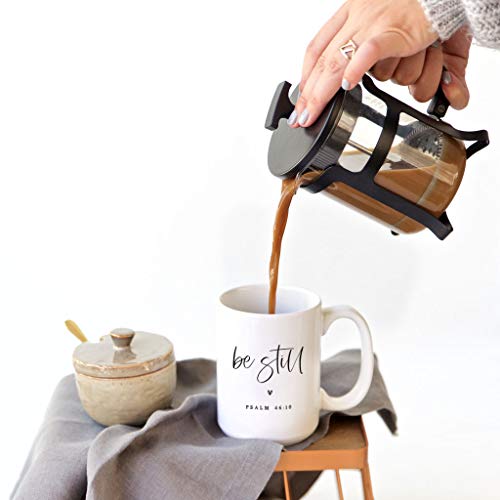 The Cotton & Canvas Co. Be Still Bible Verse, Religious, Scripture, Christian Porcelain Ceramic Coffee Mug - style: Be Still