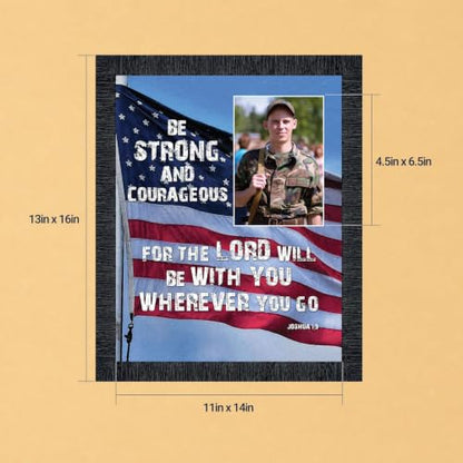 Be Strong and Courageous Military Picture Frames, Patriotic Wall Art - color: Charcoal, size: 11"L x 14"W