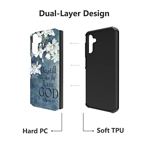 for Galaxy A13 5G Case, Hybrid Hard PC & Soft Silicone Dual Layer Shockproof Protection Case for Samsung Galaxy A13 5G, Quotes Bible Verse Psalm 46:10