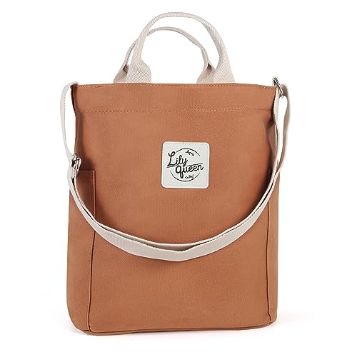 Lily queen Women Canvas Tote Handbags Casual Shoulder Work Bag Crossbody - color: Brown Sugar
