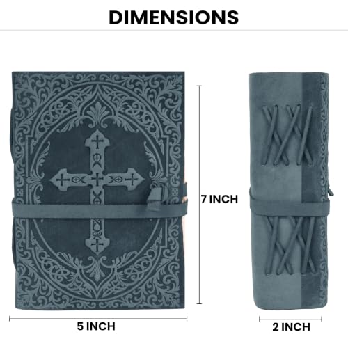 LEATHER VILLAGE Mens Prayer Journal Cross Embossed, Navy Blue 13x8. - color: Blue, size: 13 inches X 8 inches