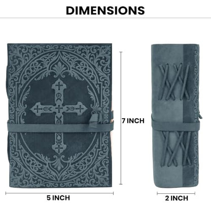 LEATHER VILLAGE Mens Prayer Journal Cross Embossed, Navy Blue 13x8. - color: Blue, size: 13 inches X 8 inches