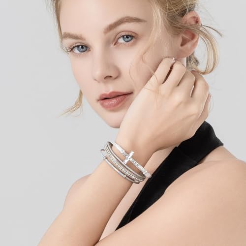 Christian Cross Leather Bracelets Boho Western Blessing Religious Jewelry - color: White