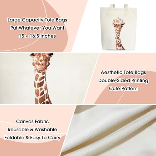 Doreen's Boutique Aesthetic Canvas Handbag Tote Bag - style: Giraffe